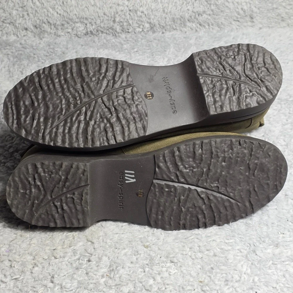 Easy Spirit Martha Stewart Ankle Boots Olive Green Suede Zipper‎ Womens 11M Exc
